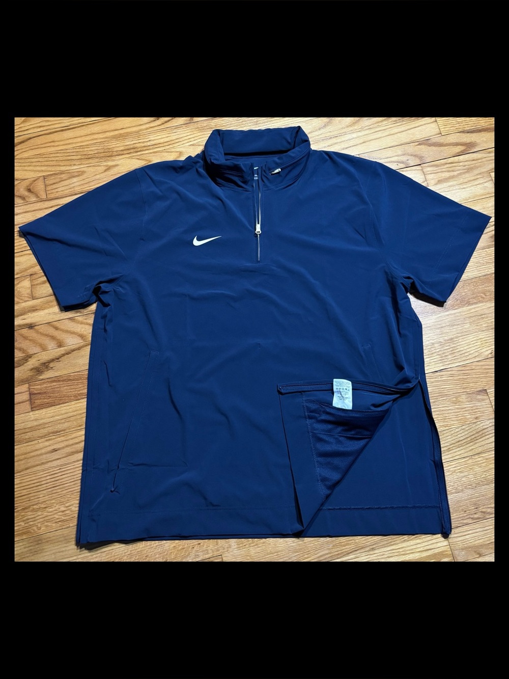 Nike Football Coaches Jacket Navy Blue 1/4 Zip Hooded Pullover Men’s sz XXL New